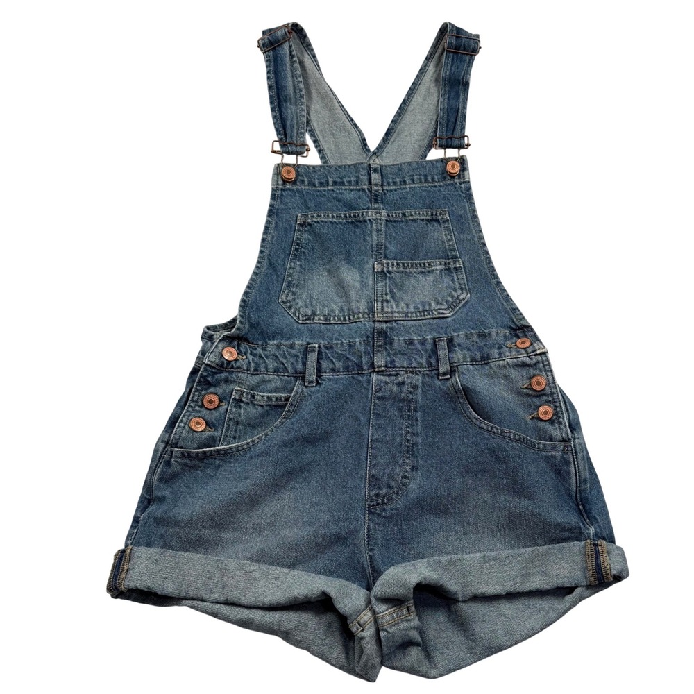 We The Free Ziggy Denim Shortall Overalls Womens XS Blue Medium Wash Free People